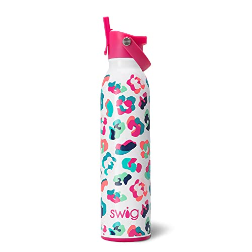 Swig Life 20Oz Insulated Water Bottle With Straw & Flip + Sip Handle | Leak Proof, Dishwasher Safe, Cup Holder Friendly, Stainless Steel Water Bottle In Party Animal #TOP12