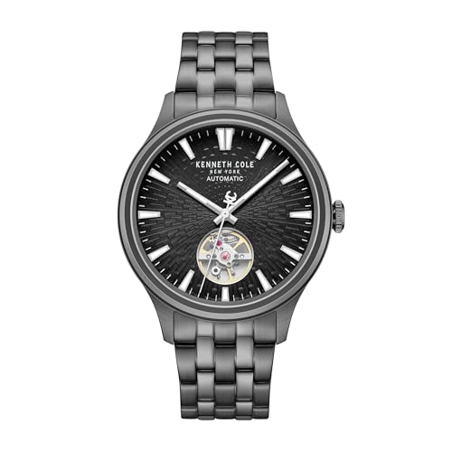 Montre automatique Kenneth Cole Newport en acier noir de 42 mm