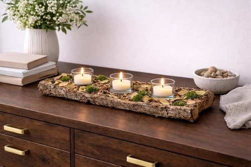 WALWI Duftpotpourri Set Sandelholz & Patschuli |Warmer Raumduft und stilvolle Tischdekoration mit 3 duftneutralen Teelichtern