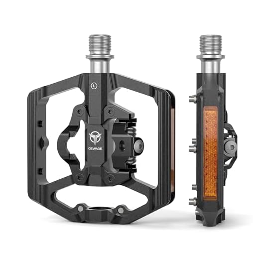 GEWAGE Pedali per mountain bike con riflettore – Piattaforma 9/16 pollici e pedali a scatto compatibili con SPD – Piattaforma bicicletta pedali montagna con 3 cuscinetti sigillati