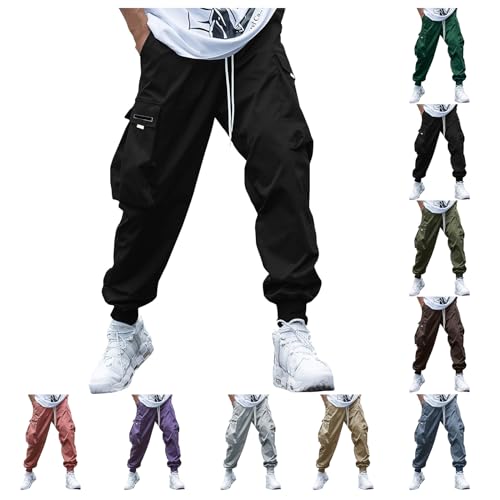 Mens Fashion Cargo Pants Relaxed Fit Drawstring Pants Cinch Bottom Joggers Spring Summer Lightweight Trousers for Men3
