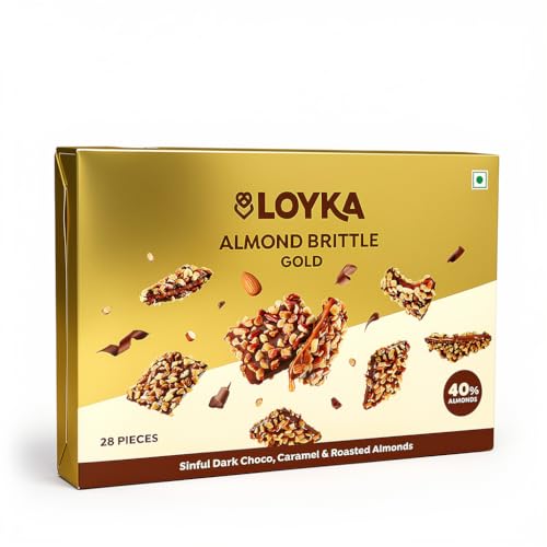 Loyka Almond Brittle Gold Choco Box - 28 pcs |Premium Chocolate G...