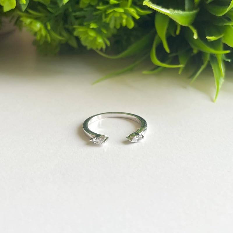 Marquise Cut White Diamond Open Matching Wedding Band for Women, 14K Gold Finish Ladies Diamond Minimal Two Stone Matching Band