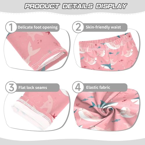 KLL Shark Pink Background Toddler Baby Girl Basic Leggings Comfortable Full Length Leg Yoga Pants Gym3