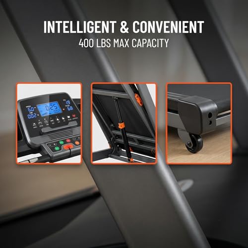 Image of Walking Pad, 3.25HP Foldable Treadmill with 15% Auto Incline & Bluetooth Speakers, 8 Shock Absorbers for Knee Protection, 400 lbs Capacity