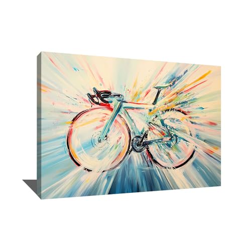 Cuadro mural de bicicleta, decoración de pared, diseño abstracto moderno, xxl con marco, decoración de pared moderna abstracta, cuadro contemporáneo abstracto, ideal como regalo para ciclistas (60 x