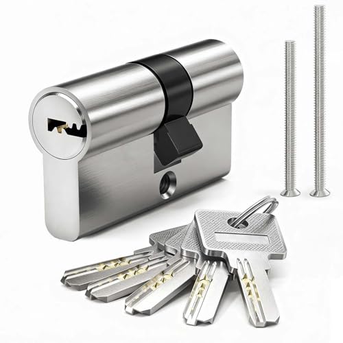 MANICAF Schließzylinder 25/35, Profilzylinder, Euro-Zylinder-Schloss, Schliesszylinder, Zylinderschloss 60mm mit 5 Messing Schlüssel