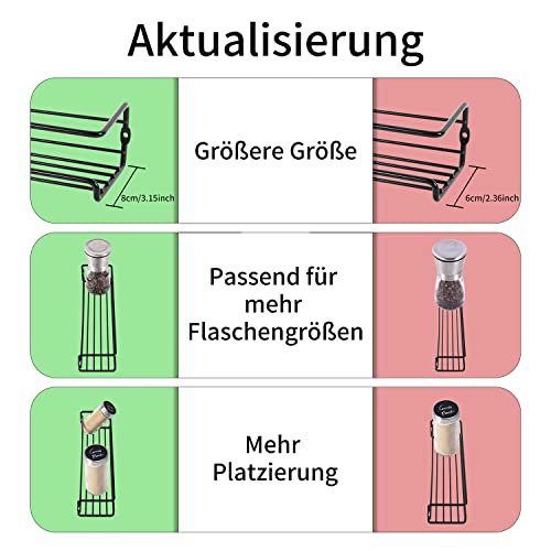LXUDN Rocneuna 4-Teiliges Set Gewürzregal Wand Ohne Bohren, Schwarz Gewürzständer Mit Breiterem Innenschlitz Hält Größere Gewürzgläser… – Ansicht 3