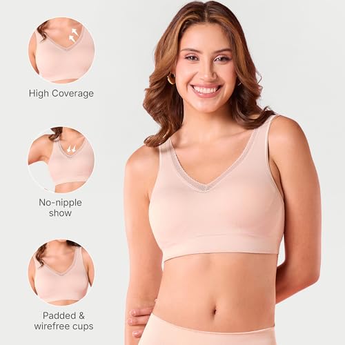 Image of Enamor Innovations Flexifree,Plunge, Ultra Comfort Women's Bralette - No-Pinch,no-dig,360 Degree Flex, Seamless Lift,Fixed Cup, Padded, Wirefree, High Coverage - F137