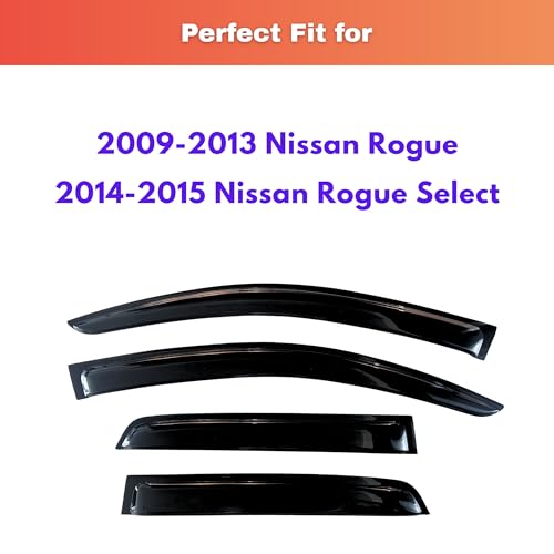 Image of KPY Rain Guards Fit for 2009-2013 Nissan Rogue, Out-Channel Window Visors Vent Wind Deflectors 4PC, Car Accessories for 2014-2015 Rogue Select