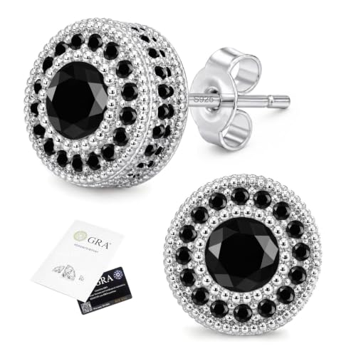 Delzzad Moissanite Halo Stud Earrings, Solid 925 Sterling Silver, 4 Colors
