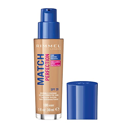 Rimmel Match Perfection Foundation 100 Ivory, Medium Coverage, SPF20