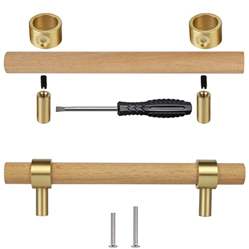 Foxwake Natural Wood Kitchen Cabinet Handles 3-5.5 Inch Center To Center Adjustable Double Hole cover