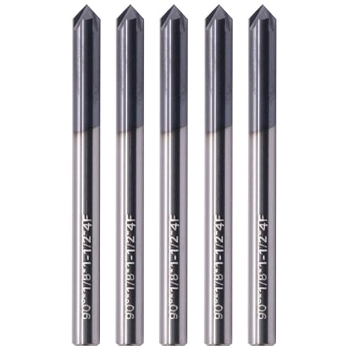 Image of 5Pcs 1 /8 inch 4 Flute 90 Solid Carbide Chamfer End Mills - AlTiN Coated | Single End, 90 Chamfer Angle End Mill, 1 /8 inch Cutting Diameter, 1 /8 inch Shank Diameter, 1-1 /2 inch Overall Length