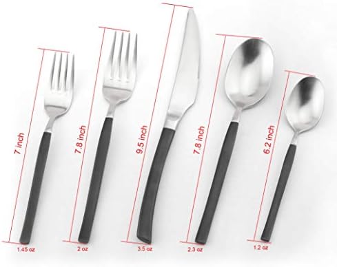 Flatware Set Matt Silver Black Titanium, 18 10, 20 Piece Service For 4, Silverware Stainless Steel Set, Cutlery Set, Tableware