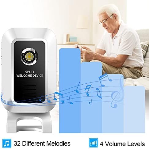 Motion Sensor Alarm Wireless Indoor Motion Detector Alarm with 32 Melodies 450ft Long Range PIR Motion Detector Alert for Home Security