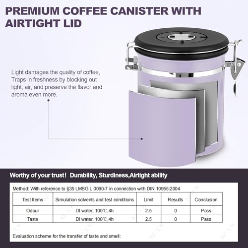 ShanSon Coffee Canister Airtight, Stainless Steel Bean Storage Container with Date Tracker & Scoop, Grounds Sugar Flour Tea Cereal Fits Kitchen Pantry, Ideal Gift for Coffee Lovers,22oz, Purple by ShanSon - Image 4