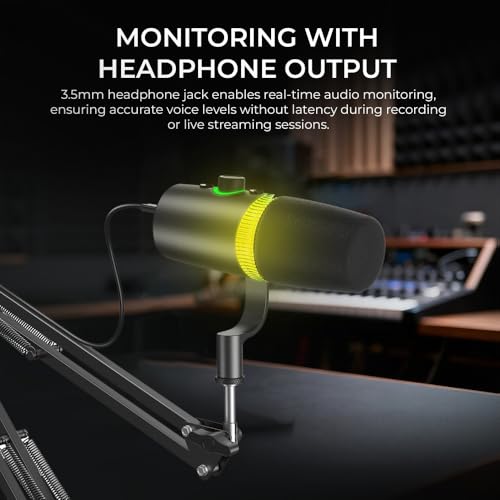 Image of Digitek DM-701 USB Dynamic Microphone - RGB Professional Gaming Streaming Podcast Mic with XLR Output, Noise Reduction, Cardioid Pattern, 24-bit /96kHz, Desktop Stand with LED Lighting