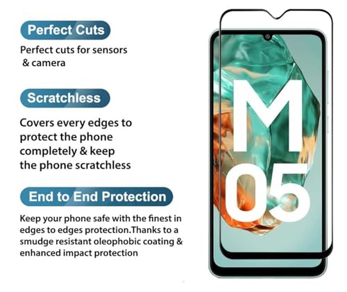 Image of HD Tempered Glass Screen Protector Compatible for Samsung Galaxy M05 5G, A05, A05s with Edge to Edge coverage and Easy Installation kit
