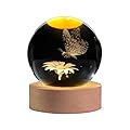 AOFEGRLT 3D Butterfly Crystal Ball with LED Stand, 60mm Butterfly Figurine Lamp Night Light, Glass Butterfly Paperweight Home Decor Gift for Women Kids Girlfriend Birthday