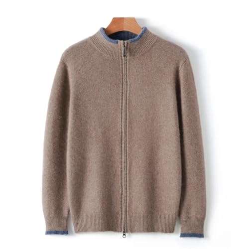 Men's Autumn Winter Cashmere Sweater Half High Neck Knitted Zippered Cardigan Solid Color Wool Top3