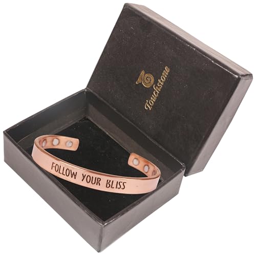 Image of Touchstone Inspirational Copper Engraved Magnetic Bracelets for Women-Personalized Jewelry Gifts for Best Friend /Mom /Daughter /Sister - Adjustable Bracelet in a Gift Box Follow Your Bliss