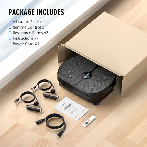 Vibration Plate Exercise Machine, LERTIN Portable Full Body Vibration Platform for Lymphatic Drainage, 9 Preset Auto Mode, Fitness Board for Weight Loss Shaping, with Resistance Bands, 99 Levels 8 41FwZJb3+AL. AC