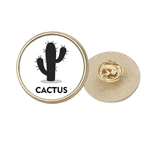 Broche ronde métal doré motif cactus vert taille M pour vêtement