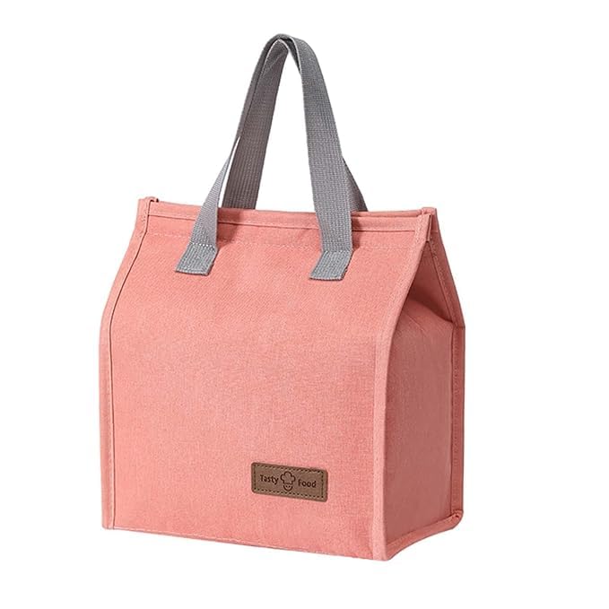 Lunch Bag Insulated Lunch Bag for Boy&Girls Leak Proof for Women Men Hot/Cold Tiffin Bag for Office, Collage, School, Picnic, Aluminium Foil Jute Bag for Lunch (Pink)-image-1