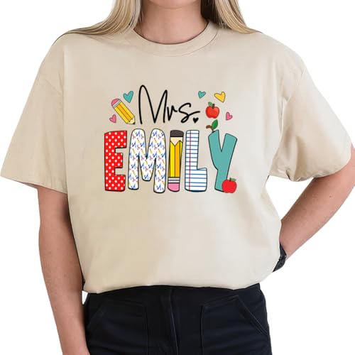 Custom Teacher Shirt, Personalized Teacher Shirt with Name, Teacher's Gift for Women, Her, Colleagues, Back to School Gifts for Teachers, Birthday, Christmas Design 2