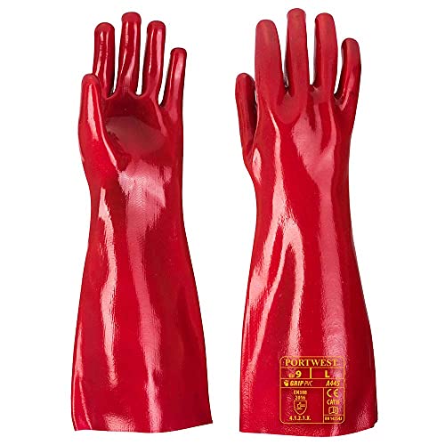 Portwest Guante De Pvc, Tamaño: XL, Color: Rojo, A445RERXL