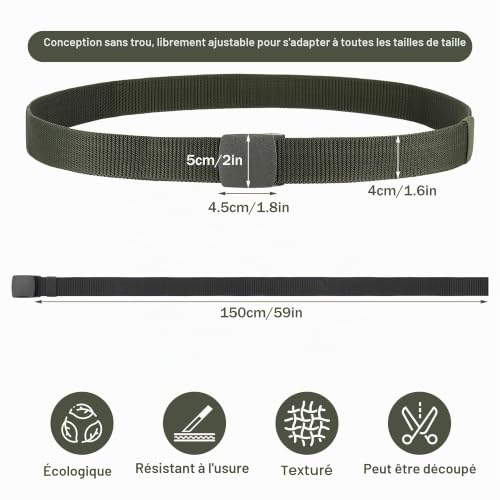 Zourglow Ceinture en Nylon, 3 Pièces Ajustable Ceinture Travail Homme – vue 2
