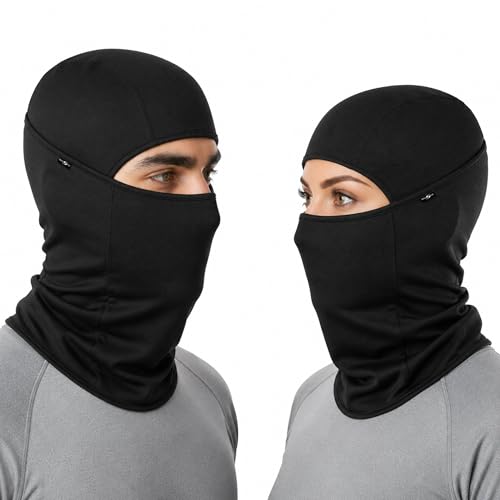 Image of Kingsway Full Face Mask Balaclava for Bikers - Premium Riceknit Helmet Liner | UPF 50+ UV & Dust Protection | Riders Face Mask for Boys and Girls | Black | Pack of 1 | M Size