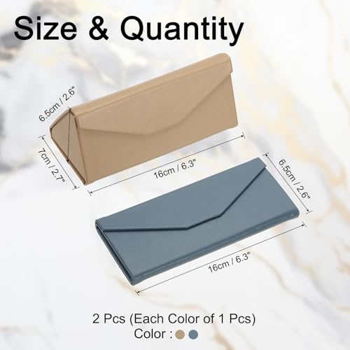 Image of PATIKIL Foldable Glasses Case, Triangle Magnetic Sunglasses Organizer Case PU Leather Hard Eyeglass Case for Women (2 Pcs)