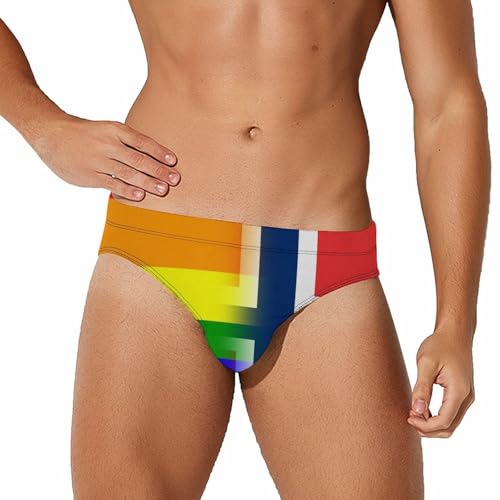 Prideful LGBT Gay Norway Flag Mens Swim Briefs Quick Dry Swimming Trunks Training Swimsuit Low Rise Swimwear