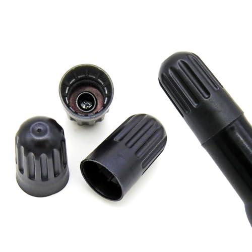 Automotive TPMS Replacement Tire Valve Stem Covers Black Plastic Air Valve Caps with Gasket Universal Long Stem Caps for TPMS20008 Valves丨Airtight Seal丨Light-Weight丨Corrosion Resistant (12 Pack)