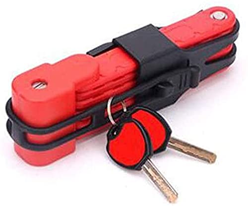 Candado antirrobo Plegable para Bicicleta, de Acero Inoxidable, para Deportes al Aire Libre (Color: Rojo)
