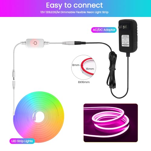 KISUFU Cinta LED Neon Flexible 5 m 12V IP65 Blanco Cálido miniatura 7