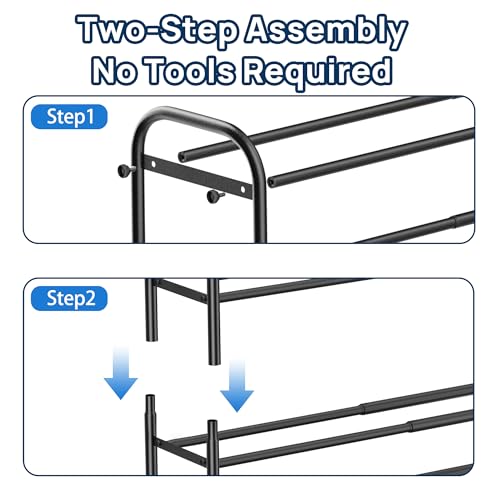 ENJOYBASICS Expandable Shoe Rack, 4 Tier Adjustable Shoe Organizer Shelf for Closet, Black Metal Free Standing Shoe Rack Storage for Small Space, Entryway - Image 7