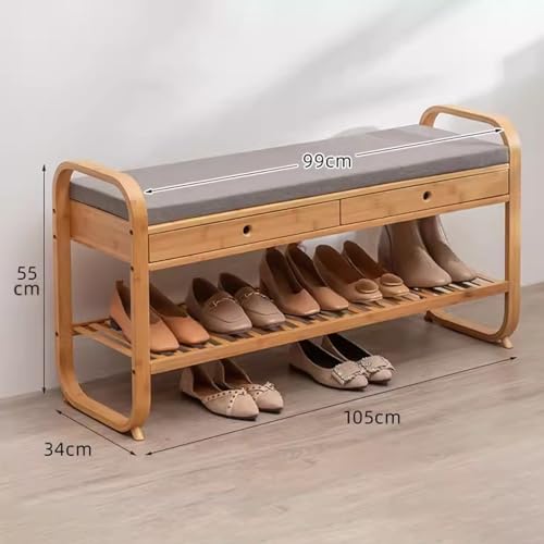 Banc d'entrée avec rangement pour chaussures en bois 105cm