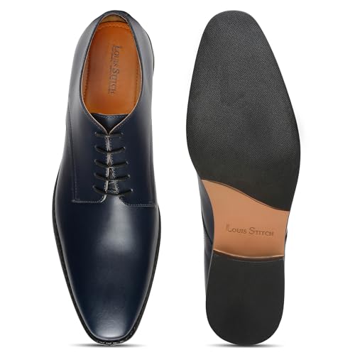 Image of LOUIS STITCH Men's Italian Leather Shoes Handmade Formal Lace Up Derbies for Men (RXPL)