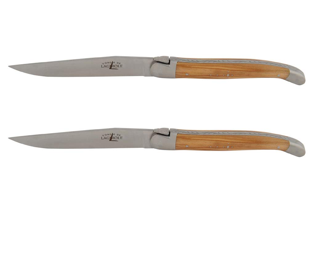 Forge De Laguiole cuchillos De mesa De madera De olivo INOX 2 piezas