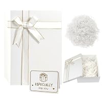 MSLHUB Boîte cadeau avec couvercle, 28 x 20 x 9 cm, grande boîte cadeau avec nœud, carte de vœux et raphia, boîte cadeau pliable pour anniversaire, mariage, Noël (noir
