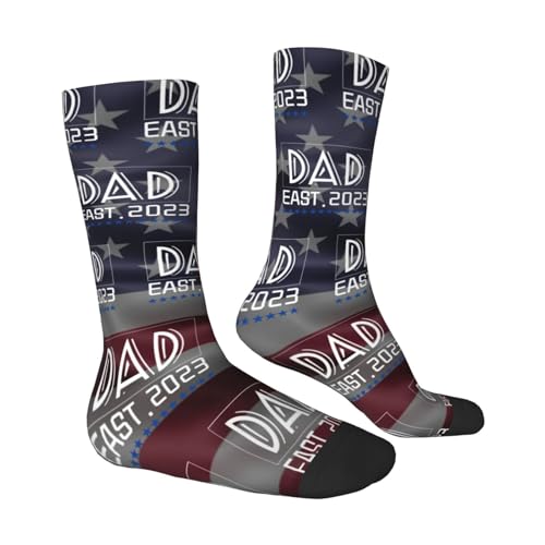 Dad Est. 2023 Adult Polyester Crew Socks Breathable Moisture-Wicking Athletic Running Gym43