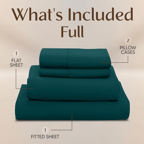 Image of Utopia Bedding Full Bed Sheets Set - 4 Piece Bedding - Brushed Microfiber - Shrinkage and Fade Resistant - Easy Care (Teal Green)