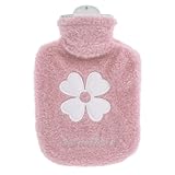 Thinp Wärmflasche mit Bezug, 500ml Wärmeflaschen,Kinder Wärmflasche,Wärmflaschen Klein,Tragbarer Auslaufsicher Bettflasche Flauschig Waschbare 2-in-1 Mini Wärmflasche,für Kinder Erwachsene Wintertagen