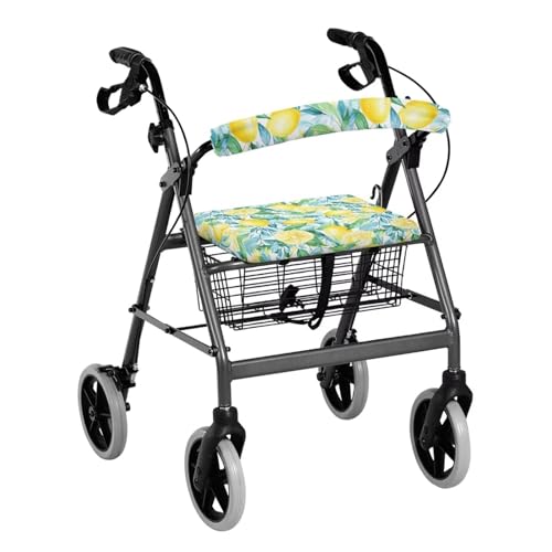Image of Lemon Rollator Walker Seat and Backrest Covers Universal Walkers Seat Covers Soft Adjustable Accessories for Rollator Walkers for Seniors Women Men