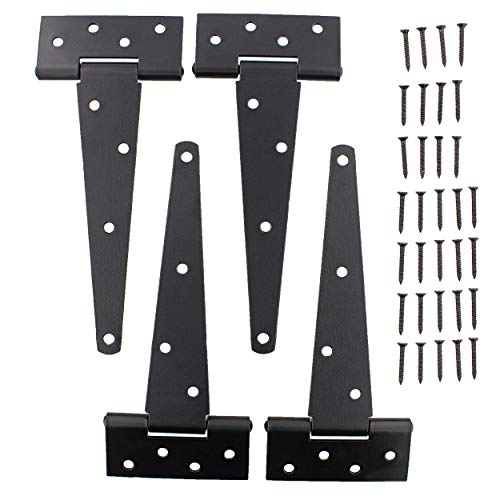Rural365 Triangle Door Hinge 4 Pk - Heavy Duty 8 Inch T-Strap Farmhouse Style Door Hinges Matte Black Barn Door Hinges #TOP6
