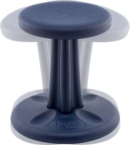 Image of Kore Kids Wobble Stool, Flexible Seating, Ages 6-7, 14in, Dark Blue | Wiggle chair for classroom and home boosts focus, improves posture, and provides an energy outlet; anti-tip base; Made in USA