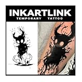 INKARTLINK Tattoo Tech, 2 Sheets Medium Semi Permanent Tattoo, Adult Art Design Temporary Tattoos, Lasts 1-2 Weeks, Waterproof, Realistic Look, No Adhesive, No Reflection (Demon Unsheathed)